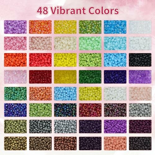 Image showing 48 vibrant colored bead sets arranged in a grid.