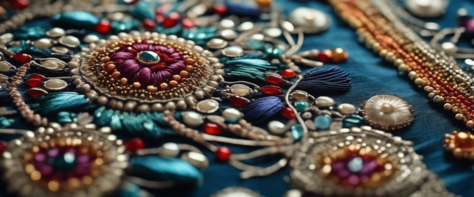 Bead embroidery showcasing intricate designs