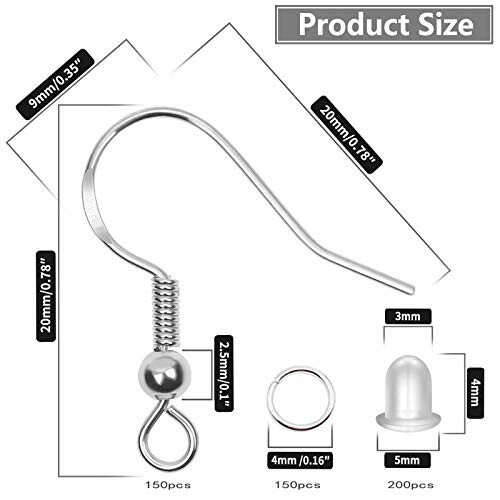 Earring hooks with product size details.